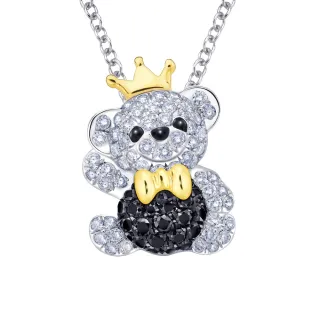 【Just Diamond】鎮金店 夢幻小熊系列 18K雙色金鑽石吊墜-小熊王子(全鑽-不含鍊)