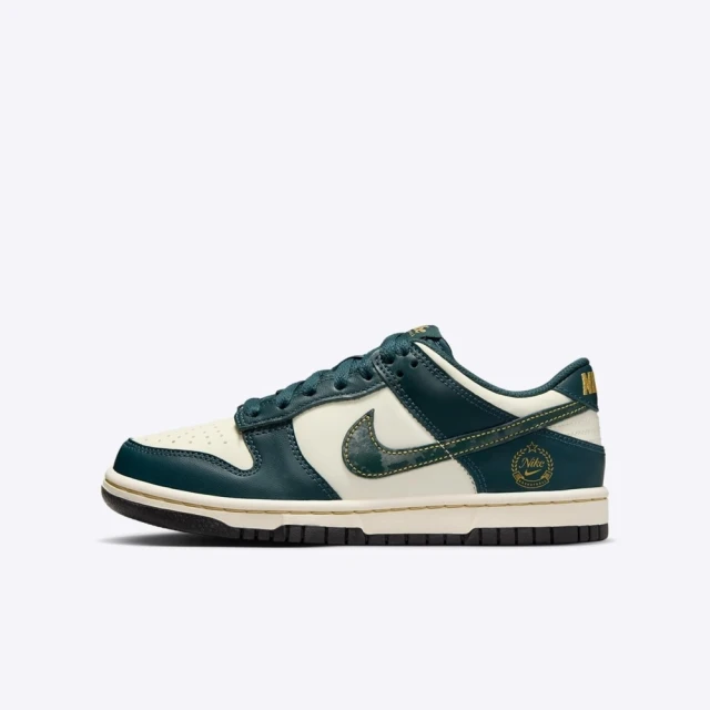 NIKE 耐吉 Dunk Low GS 大童 休閒鞋 運動 經典 低筒 舒適 燙金 墨綠(FB9109-301)