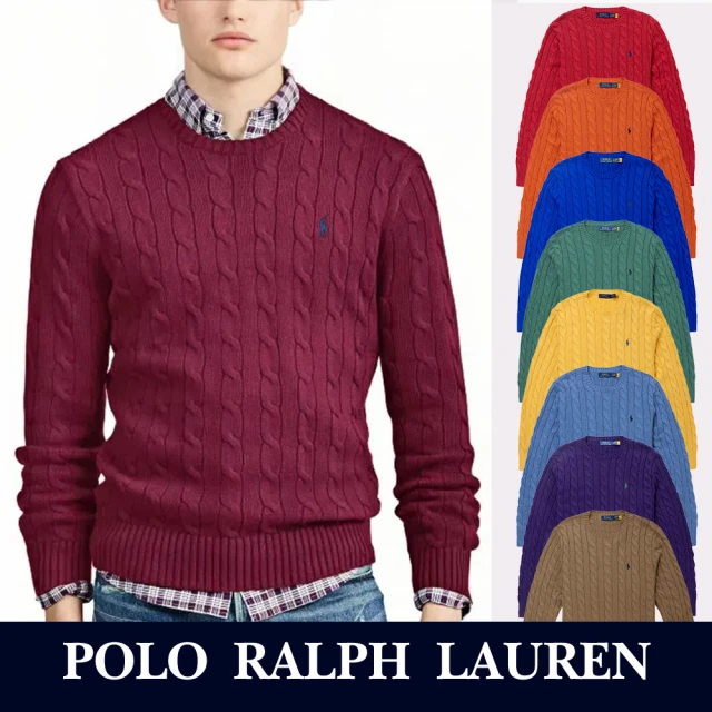 RALPH LAUREN RL POLO 經典圓領刺繡小馬麻花毛衣 上衣-多色組合(平輸品/秋冬舒適)