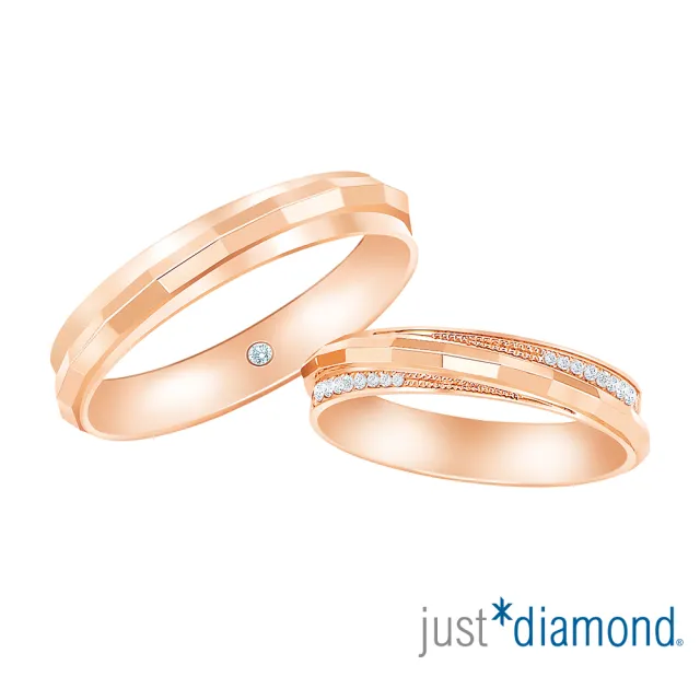 【Just Diamond】鎮金店 18K玫瑰金 真愛約定- 寬 鑽石戒指(對戒)