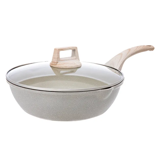 【優徠】麥飯石鑄造不沾鍋IH深炒鍋28CM(多款組合任選)