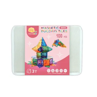 【ScienceBaby】100片 鑽面磁力片 收納盒版 贈收納袋 益智磁力片(益智教具 磁力片積木  MNTL Connetix相容)
