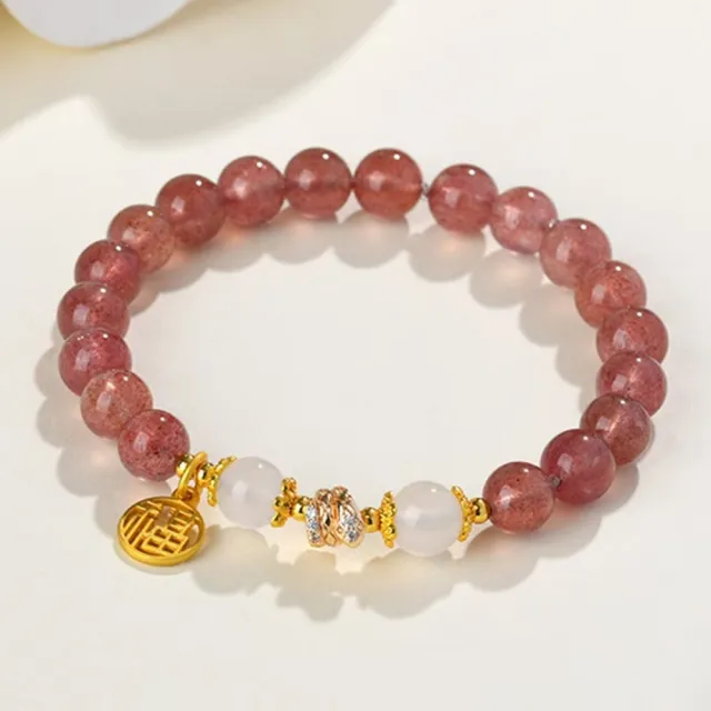【勝弘珠寶】草莓晶白瑪瑙遇見愛情手鍊