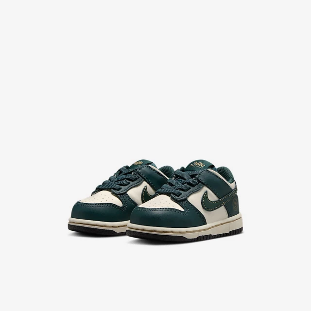 NIKE 耐吉 運動鞋 休閒鞋 童鞋 嬰幼 小童 NIKE DUNK LOW TDE Deep Jungle 墨綠 金 燙金(FB9107301)