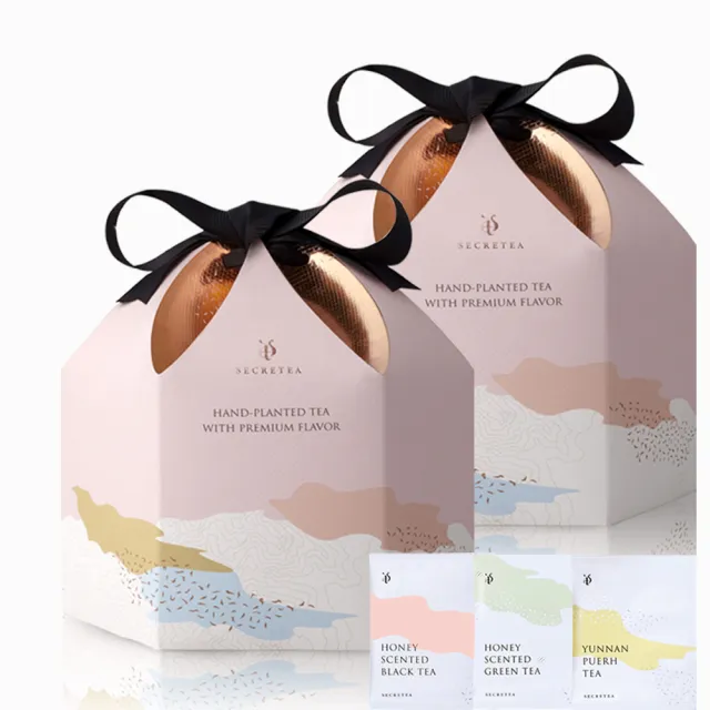 【小葉覓蜜】品味綜合茶包禮盒-60入2件組-蜜香紅茶/毫香蜜綠茶/頂級雲南普洱茶(3.5gx60包x2盒附提袋)(中秋 