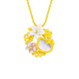 【Just Gold 鎮金店】Hello Kitty 櫻花綻放-華麗版 黃金吊墜(不含鍊)