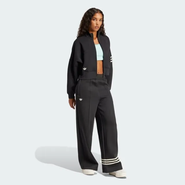 【adidas 愛迪達】NEUCL Tracktop 女 立領外套 運動外套 休閒穿搭 雙向拉鍊 黑白(JI8495)