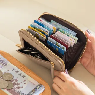 【CHENSON】交換禮物  16卡雙排卡包 附外側獨立零錢袋 皮夾(W25160)