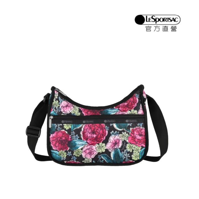 LeSportsac官方直營 輕量尼龍 經典斜背包(7520 暗夜綻花)