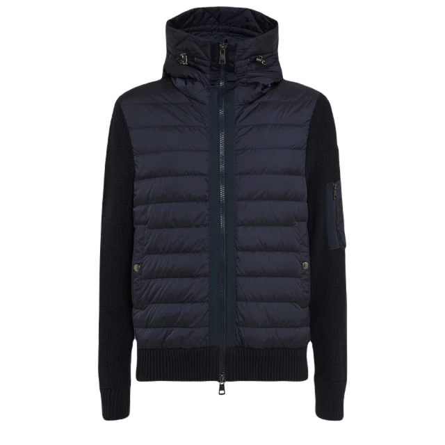 MONCLER 男款 前襟羽絨連帽針織外套-深藍色(1號USA-S、2號USA-M、3號USA-L、4號USA-XL)