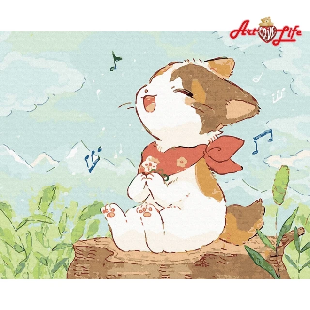 【ArtLife 藝術生活】DT235快樂貓40*50CM(數字油畫 DIY DIY數字油畫 交換禮物 畫畫玩具)