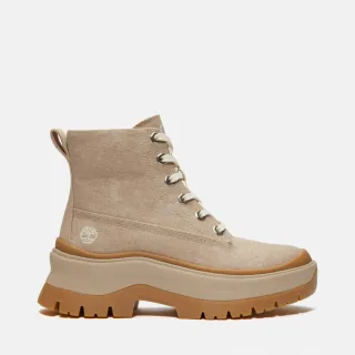 【Timberland 官方旗艦】女款淺米色帆布中筒休閒靴(A2R1AER1)
