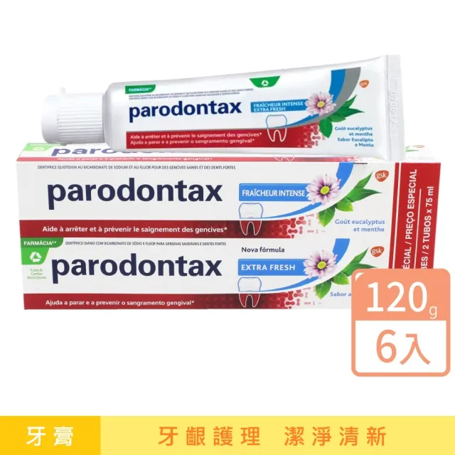 【Parodontax 牙周適】牙齦護理牙膏 潔淨清新120gx6入