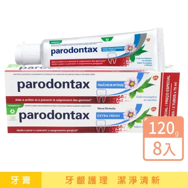 【Parodontax 牙周適】牙齦護理牙膏 潔淨清新120gx8入