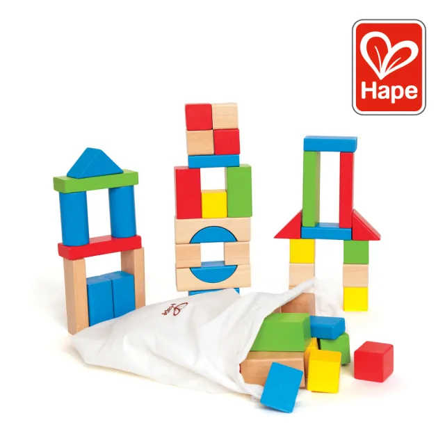【Hape】彩虹積木組50件組(益智成長/積木遊戲/木製玩具/木頭玩具)