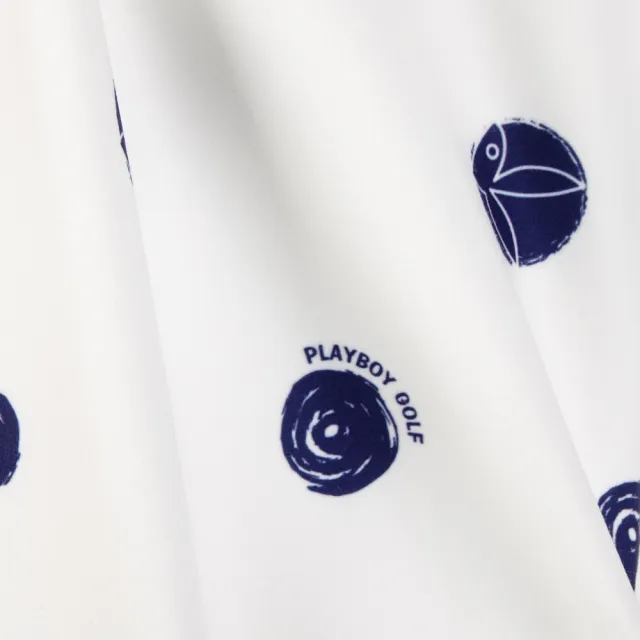 【PLAYBOY GOLF】女款圓點美式學院風圓領長袖磨毛上衣-白(蓄熱保暖/GOLF/高爾夫球衫/KA24231-73)
