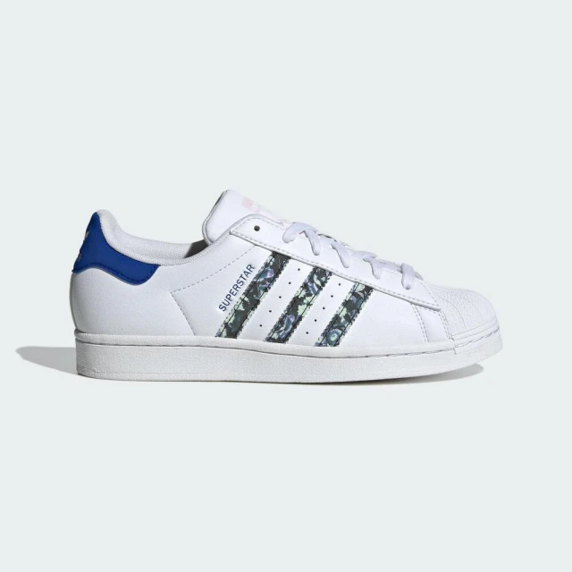 adidas 愛迪達 Superstar W 女 休閒鞋 經典 三葉草 貝殼頭 花卉 百搭 穿搭 舒適 白藍(IE9638)