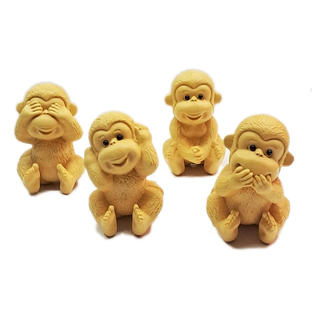 十方佛教文物 四不猴{黃楊木}高6公分(吉祥平安)