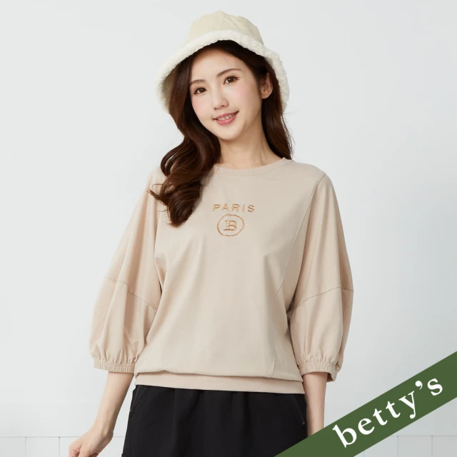 betty’s 貝蒂思 字母繡字珠珠拼接落肩T-shirt(卡其)