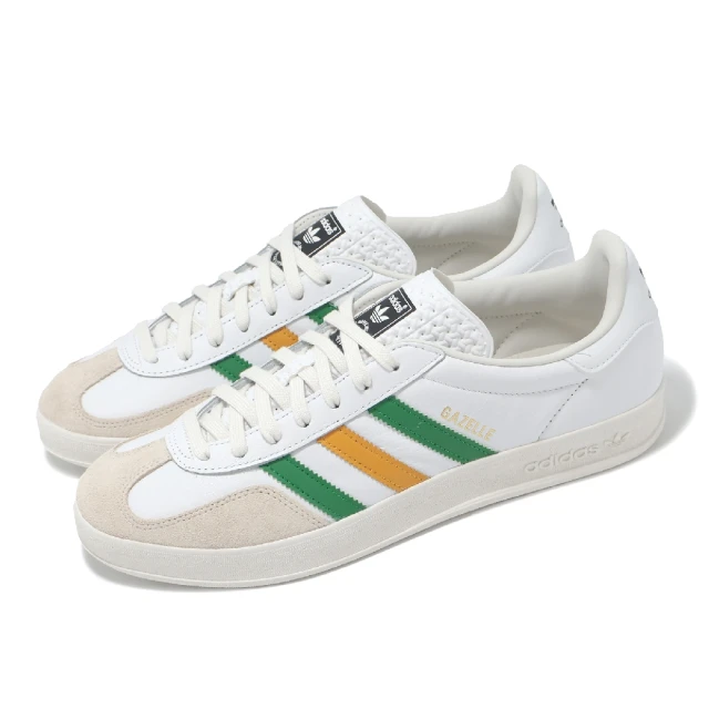 adidas 愛迪達 休閒鞋 Gazelle Indoor 男鞋 白 綠 黃 復古 低筒 麂皮 愛迪達(IE9092)