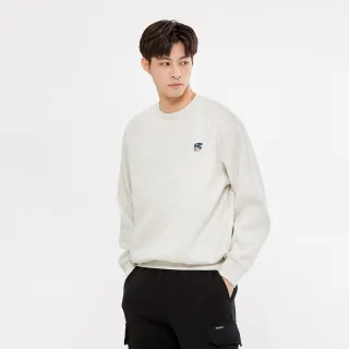 【Hang Ten】男裝-正韓韓國連線-內刷毛滑雪熊印花大學T(淺卡其)