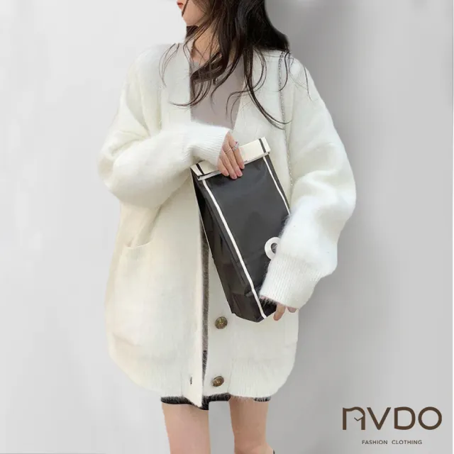 【NVDO】特降!溫柔軟糯毛毛針織保暖外套-3色可選(保暖外套/針織外套/F058/出清不補)