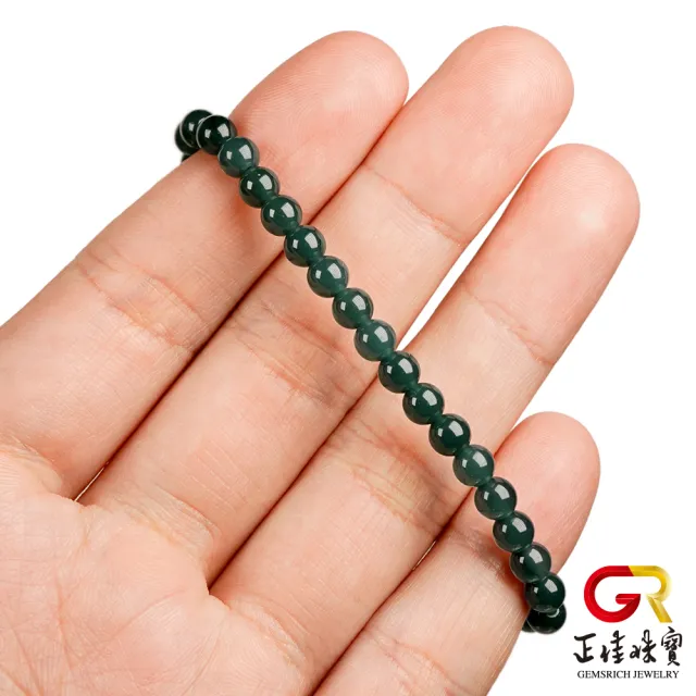 【正佳珠寶】翡翠 高品冰種藍水翡翠 5mm 天然A貨翡翠手珠｜日本彈力繩