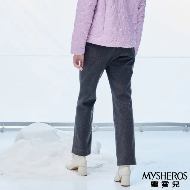 【MYSHEROS 蜜雪兒】厚磅刷毛長褲 前釦拉鍊後鬆緊 簡約素色裝飾口袋設計(鐵灰)