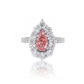 【Luster】38女王!IGI 1克拉 Fancy Intense Pink 水滴 培育鑽 粉紅鑽 戒指(禮物傳遞摯愛閃耀永恆)