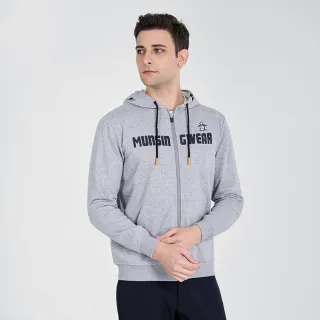 【Munsingwear】企鵝牌 男款灰色企鵝LOGO連帽棉感運動外套 MGUL6621