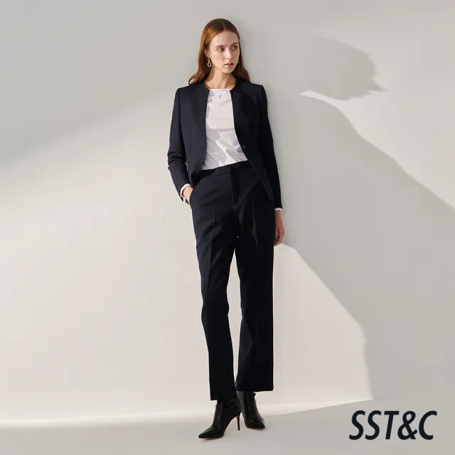 【SST&C】女裝 藏青斜紋直筒版西裝褲01022410002(換季65折)