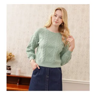 【Iris Girls 艾莉詩】微糖麻花辮針織上衣-2色(45828)