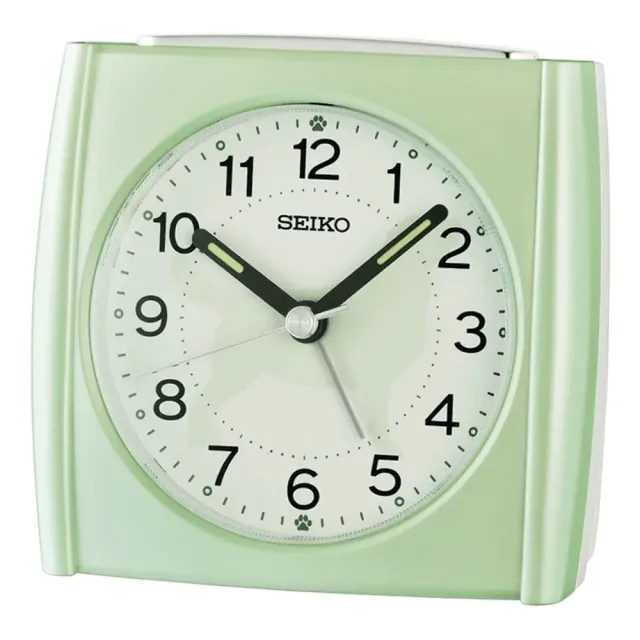 【SEIKO 精工】萌寵時光 滑動式靜音秒針防貪睡鬧鐘-3色可選 雙11 送禮(QHE209M/QHE209P/QHE209W/速)