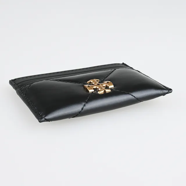 【TORY BURCH】TORY BURCH Kira經典雙T標誌菱格絎縫納帕皮革卡片夾(黑)