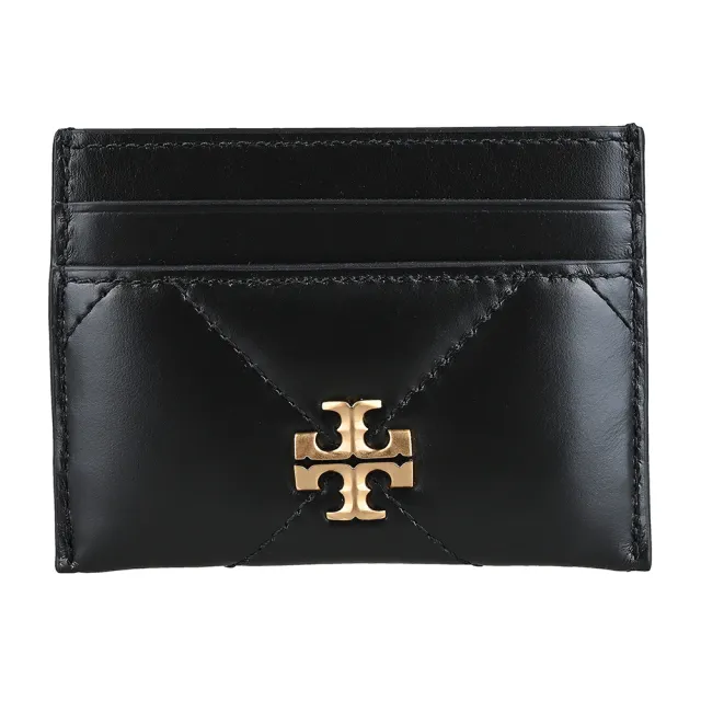【TORY BURCH】TORY BURCH Kira經典雙T標誌菱格絎縫納帕皮革卡片夾(黑)