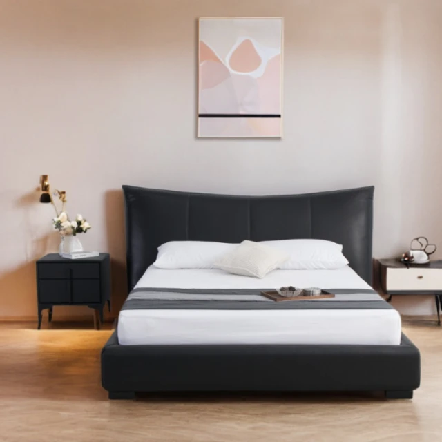 IDEAIDEA 夢洛矮腳牛皮6尺雙人加大床架組232CM(房間3件組床頭+床底)