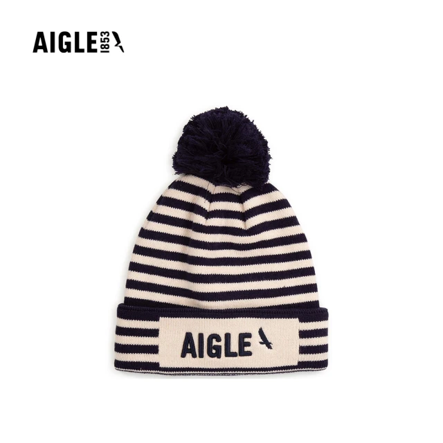 AIGLE 童 休閒針織帽AG-51018A134 條紋白(