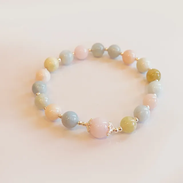 【MU LIFE 荒木雕塑藝品】星月清秀佳人手珠鍊(摩根石/925純銀)