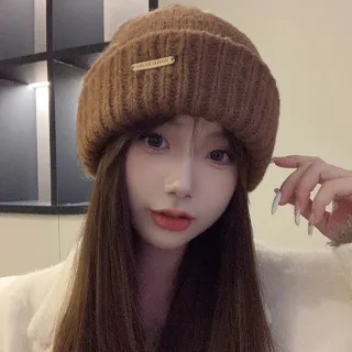 【LEEHER】韓國針織帽/加厚保暖帽/羊毛帽/月子帽/防寒帽/針織帽/堆堆帽/護耳帽/毛帽/大頭 