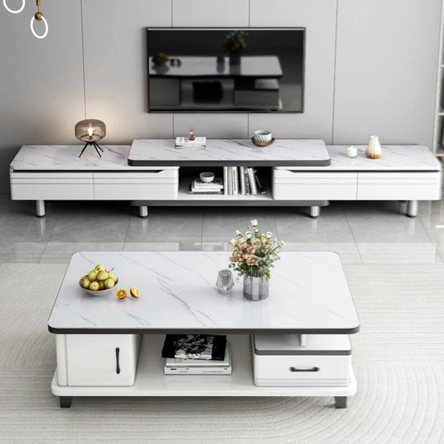 捷泰家居 北歐田園風多儲物抽屜電視櫃 140公分(兩色任選 