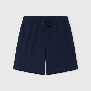 【GAP】男裝 Logo純棉印花抽繩鬆緊短褲-海軍藍(608922)