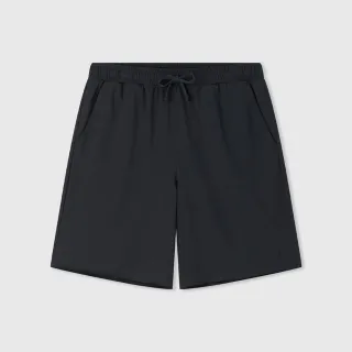 【GAP】男裝 Logo純棉印花抽繩鬆緊短褲-灰黑色(608922)