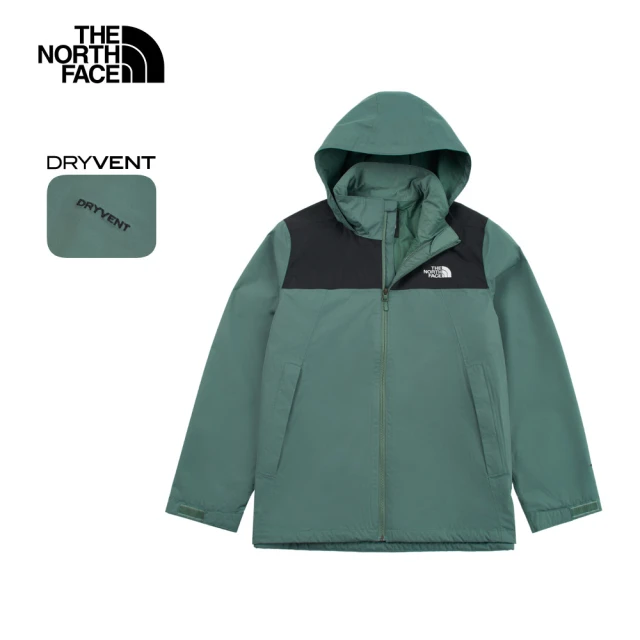 The North Face 北面男款綠色DryVent防水透氣可調節收納連帽衝鋒衣｜88FRLFW