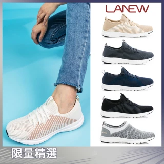 【LA NEW】MOMO獨家 輕極線 飾帶 輕便鞋 懶人鞋 慢跑鞋(男女/黑 奶茶棕 奶油白 灰 藍 粉紅)