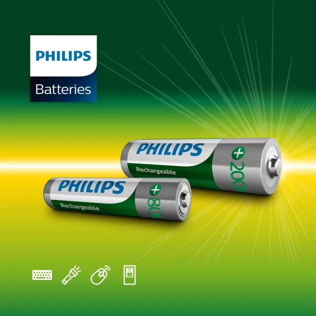 【PHILIPS】低自放鎳氫充電電池AAA 4號 800mAh  共8顆(4入*2)