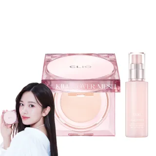 【CLIO 珂莉奧 官方直營】玫瑰柔亮氣墊養膚組(玫瑰氣墊一盒兩蕊+保濕定妝噴霧50ml)