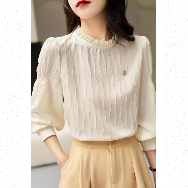 Very Buy 非常勸敗Very Buy 非常勸敗 預購/雪紡襯衫女春長袖小立領冰絲上衣法式高級感內搭上衣顯瘦