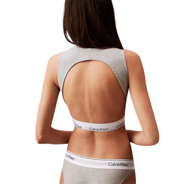 【Calvin Klein 凱文克萊】High Neck Unlined Bralette 棉質削肩露背背心 無墊運動內衣/CK內衣(多色任選)