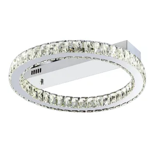【大巨光】華麗風LED 40W半吸頂燈-中_LED(LW-12-1243 不鏽鋼 透明晶鑽水晶)
