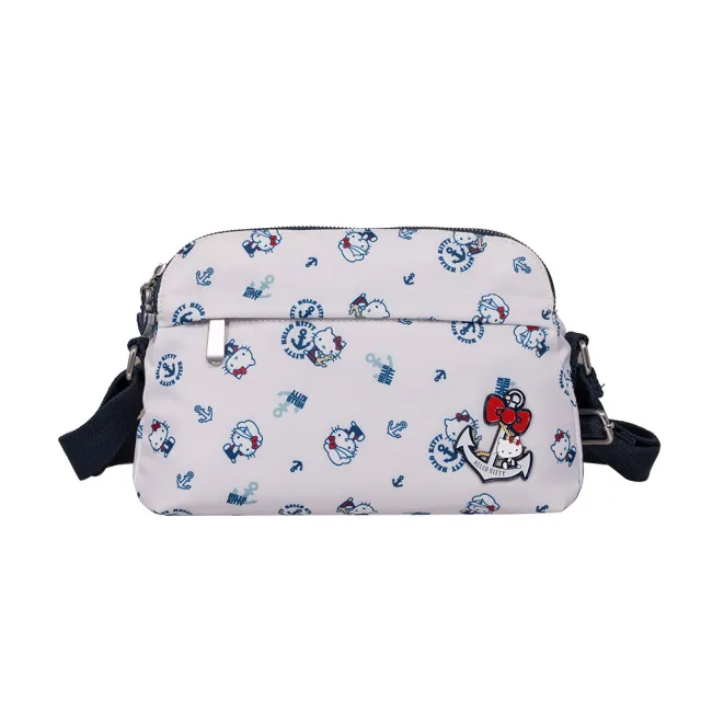 【HELLO KITTY】雙11 皇家航海-雙拉鍊側背包-白(KT03J07WT)